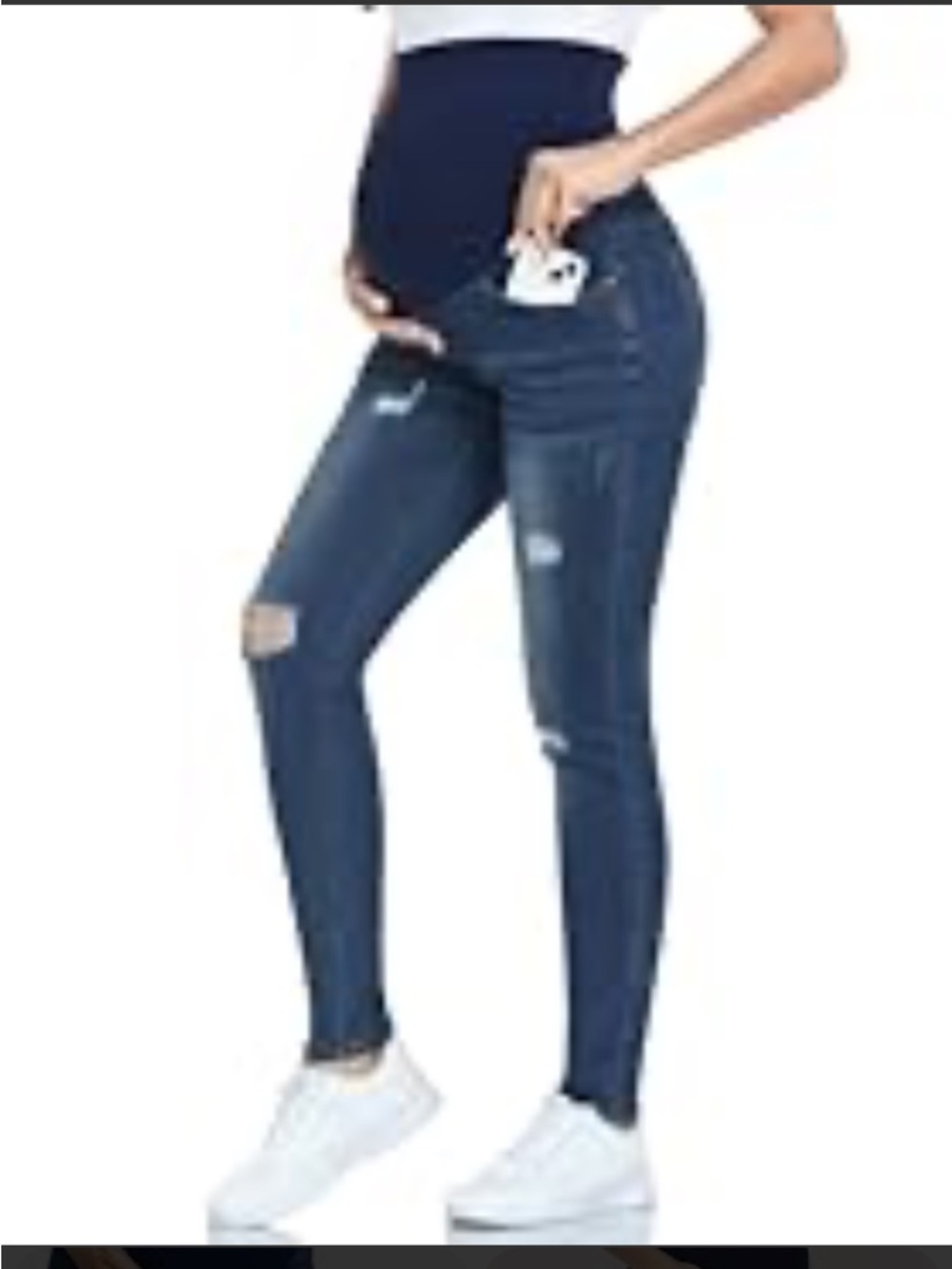 Time and Tru Dark Blue Maternity boyfriend distressed size XL 16/18 NWT